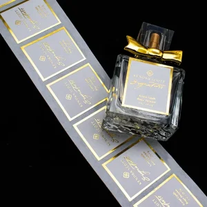 Alcohol Resistant Perfume Labels Custom Textured Vinyl Stickers for Luxury Fragrance Packaging