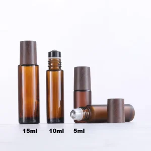 Amber Frosted Round Bottom Lip Roller Bottle Empty 5ml 10ml 15ml Perfume Container Lip Gloss Roll on Glass Deodorant Bottle