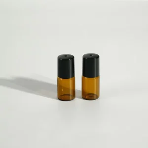 Amber Glass Roller for Bottle Black Cap 2ml Transparent Customizable Color Gold Stamp Silk Screen Printing for Essential Oil