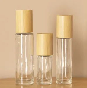 Anti Break Tight Seal Travel Portable Screen Printed Roll on Customizable Bamboo Lid Glass Roller Bottles 5ml 10ml