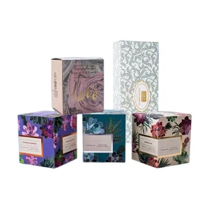 Aromatherapy Candle Packaging White Cardboard Folding Flip Color Box with UV Finish and Hot Stamping