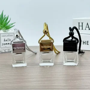 Aromatherapy Square Shape Glass Custom Empty Car Air Fragrance Perfume Hanging Scent Aroma Diffuser Bottle
