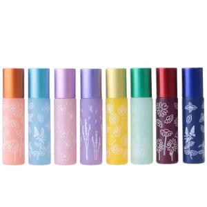 BYPE by PERFUME 10ml Macaron Color Printed Glass Essence Oil Roll Bottles Shape Pump Sprayer Seal