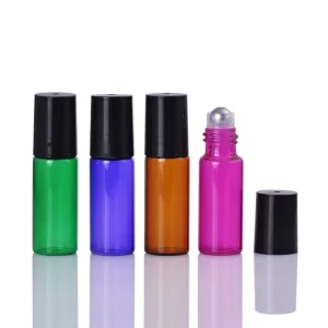 BYPE by PERFUME 5ml Colored Amber pink Purple Green Essential Oil Glass Bottle Empty Refillable Roll on Perfume Bottle