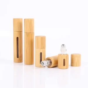 Bamboo Cosmetic Packaging Essential Oil Roller Bottles 5 Ml 10 Ml Roll On Perfume Bottles Bamboo Roller Ball Bottles