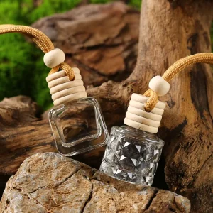 Better Quality Hanging Car Air Freshener Bottle with Natural Wood Cap for Essential Oils & Perfume