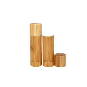 Biodegradable Recyclable Custom Empty Cosmetic Packaging Eco Friendly Bamboo 5ml Lipstick Chapstick Container Skin Care Serum