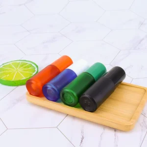 Black Empty Perfume Oil Roll on Glass Bottle with Roller for Body with Box 10ml Screen Printed Round