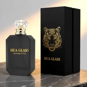 Black Frosted Glossy Octagonal Glass Perfume Bottle 10ml 30ml 50ml 100ml with Gift Box Packaging