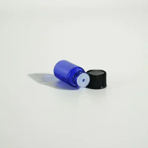 Blue Glass Roller Bottle for Essential Oil Perfume Black Cap 3ml Capacity Customizable Color Logo Silk Screen Printed ODM OEM