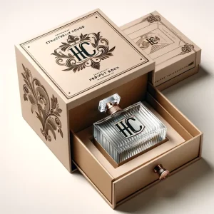 Brown Flocking Drawer Perfume Gift Box 30ml Perfume Box with Gold Handle