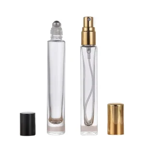 Bulk Modern Thick Bottom Empty 10ml Cylinder Glass Perfume Bottle with Screw Cap Fine Mist Spray and Roll on