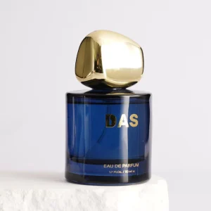 Bulk Production 50ml Designer Empty Glass Perfume Bottle with Gold Abstract Cap for High End Cosmetic Lines