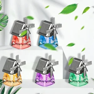Car Aromatherapy Solar Electroplated Glass Windmill Perfume Lasting Light Fragrance for Seat Use Men’s Special High end Car