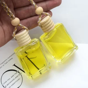 Car Perfume Aromatherapy Bottle 17ml Glass Car Perfume Diffuser Car Air Freshener With Wooden Cap & String