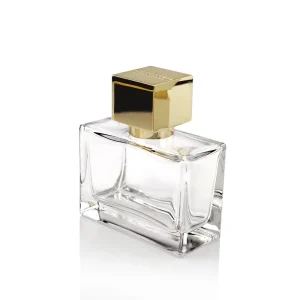 China OEM ODM Factory Direct 15mm Crimper Neck Clear Glass Men’s Body Spray Perfume Bottle with Gold Metal Cap