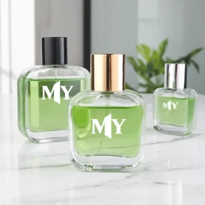 Classic 30ml 50ml 100ml Flat Square Round Shoulder Clear Glass Perfume Essential Oil Bottle with 15mm Neck Weighted Cap
