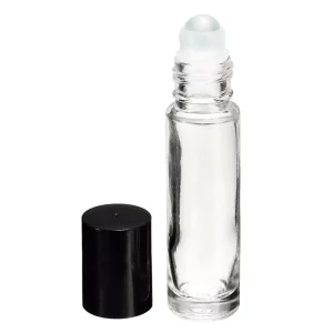 Clear 10ml Glass Perfume Roll on Bottle With Black Cap Roller Ball Perfume Bottle