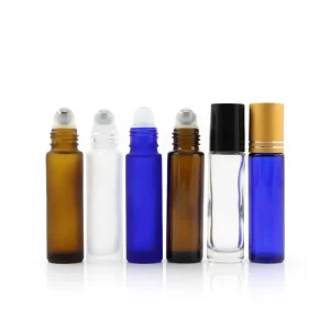 Clear Cosmetic Container Perfume Glass Roll on Tube Bottle Glass Bottles for Essential Oil