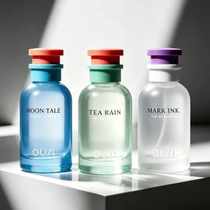 Clear Frosted Empty Glass Perfume Bottles 30ml 50ml 100ml with Decoration Firing Engraving for Cosmetic Home Use