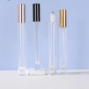 Clear Glass 10ml Roller Bottle Tall and Slender Empty Essential Oil Roll on Perfume Bottle