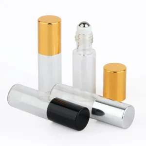 Clear Glass Roll on Perfume Bottle Mini Glass Vials Container Roll On Cap 5ml Essential Oil Sample Tester Refillable