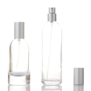 Clear Glass Thick Bottom Luxury Perfume Spray Bottle with Silver Cap 30ml 50ml 100ml Empty Refillable Fragrance Container