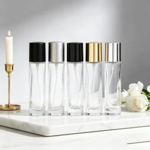 Clear Small 15ml Round Glass Perfume Spray Bottle Pump Sprayer Bottles with Lid for Travel
