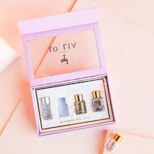 Clear Window Cardboard Perfume Sample Gift Set Magnetic Paper Packaging 30 50ml Perfume Set Gift Box For Essential Oil