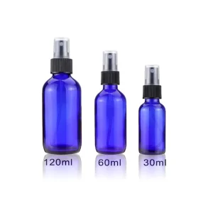 Cobalt Blue Boston Round Glass Spray Bottle 15ml 30ml 60ml 120ml Fine Mist Sprayer Aromatherapy Perfume Atomizer