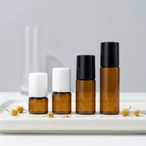 Colored Empty Essential Oil Roller Bottle 1ml 2ml 3ml 5ml 10ml Mini Amber Perfume Glass Screw Cap