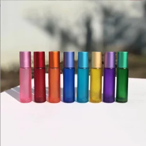 Colorful 10ml Glass Roll on Bottle Set Frosted Glass Roller Bottle for Essential Oil Perfume