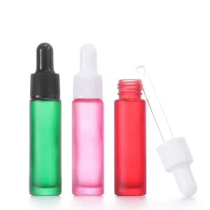 Colorful 5ml Matte Glass Dropper Bottle for Cosmetic Essential Oils and Liquids with White Rubber
