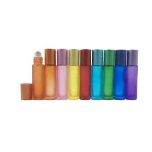 Colorful Frosted Roller 5ml 10ml Glass Roll on Bottle for Perfume Essential Oils Eye Serum