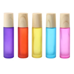 Colorful Roll on Refillable Glass Perfume Bottle 10ml Frosted Perfume Roll on Glass Bottles Roller Top Essential Oil Bottles