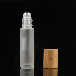 Cosmetic Moisturizing Essential Container 10ml Real Bamboo Glass Roller Bottle Bamboo Cap Roll on Bottle