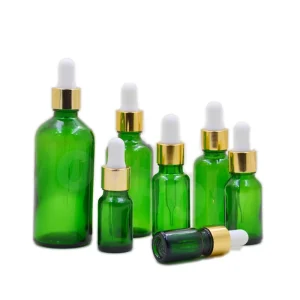 Cosmetic Oil Dropper Bottles 5ml 10ml 15ml 20ml 30ml 50ml 100ml Green Glass Bottles for Perfume Oil