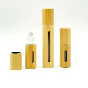 Cosmetic Packaging 5ml 10ml 30ml Empty Bamboo Glass Cylinder Roller for Carton for Perfume Essential Oil Lip Oil
