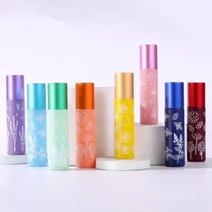 Cosmetic Packaging Empty Perfume Roll on Macaron Colored Bottle 10ml 15ml Glass Roller Bottles for Essential Oil