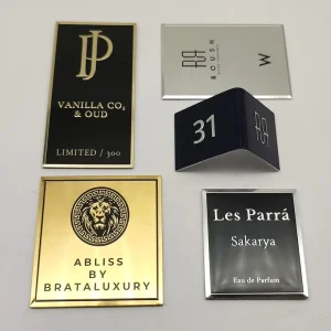 Cosmetics Packing Decals Self Adhesive Sticker DIY Design Relief Logo Luxury Aluminum Metal Labels for Fragrance Bottle