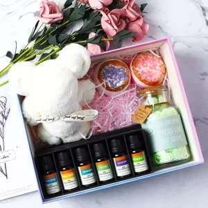 Creative Valentine’s Birthday Luxury Woman Spa Towel Bath Bomb Soap Paper Essential Oil Set Perfume Gift Sets