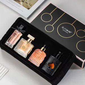 Cross-Border Hot-Selling Women’s Perfume Four-Piece Gift Set Black Trail Long-Lasting Fragrance Light Fresh Scent