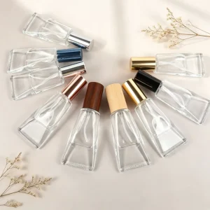 Cross border Soft Tube Shape Pocket Size 10ml Clear Travel Refillable Bottom Filled Glass Concentrate Essence Oil Bottle