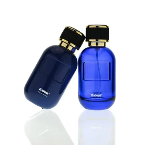 Custom 100ml Empty Perfume Bottle Black Gold Pattern Lid Glass Perfume Bottle with Fine Mist