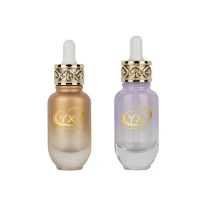 Custom 30ml Gold Lid Glass Essential Oil Bottles with Thick Bottom Hot Stamping Logo Box Packaging 50g Model
