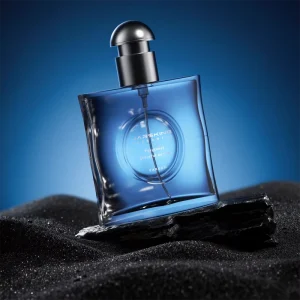 Custom 50ml 100ml Geometric Gradient Blue Glass Perfume Bottle Luxury Packaging for Men’s Fragrance