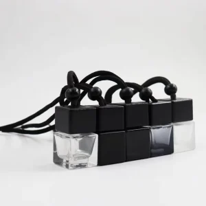 Custom 8ml Square Car Perfume Bottle Air Freshener Hanging Glass Bottle Empty Perfume Diffuser Sprayer Sealed Packing Container