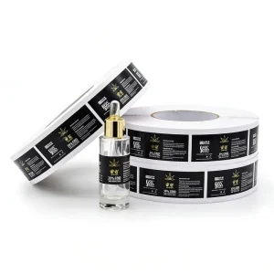 Custom Adhesive Vinyl Waterproof Perfume Cosmetic Clear Bottle Sticker Roll Transparent Hot Stamping Gold Foil Logo Sticker