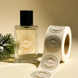Custom Adhesive Waterproof Bottle Label Hot Stamping Cosmetic Label Products Gold Foil Perfume Bottle Sticker
