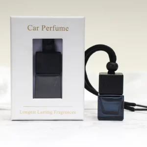 Custom Black Wood Cap Empty Classic Gradient Black Glass Bottle Hanging Air Freshener Essential Oil Perfume Car Diffuser Bottle